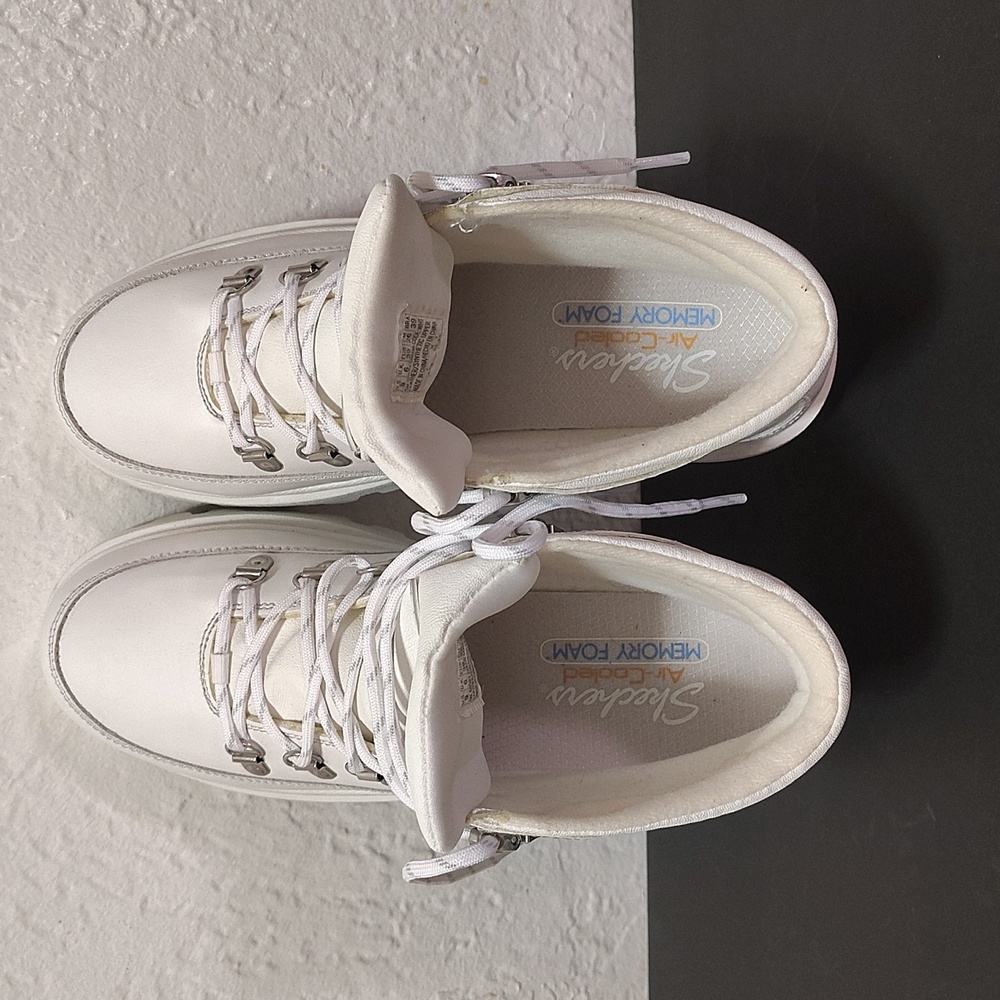 Skechers Shindigs Renegade Heart Women Size 9 Retro White Lace-up Boots Vintage - Picture 11 of 11